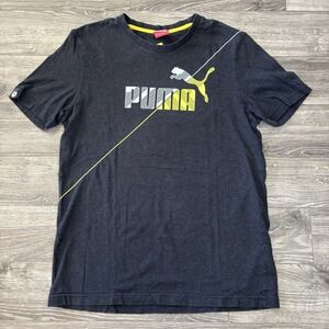 Puma Classics Big Logo Crew Neck Tee Short Sleeve T-Shirt Mens M Dark Grey Shirt